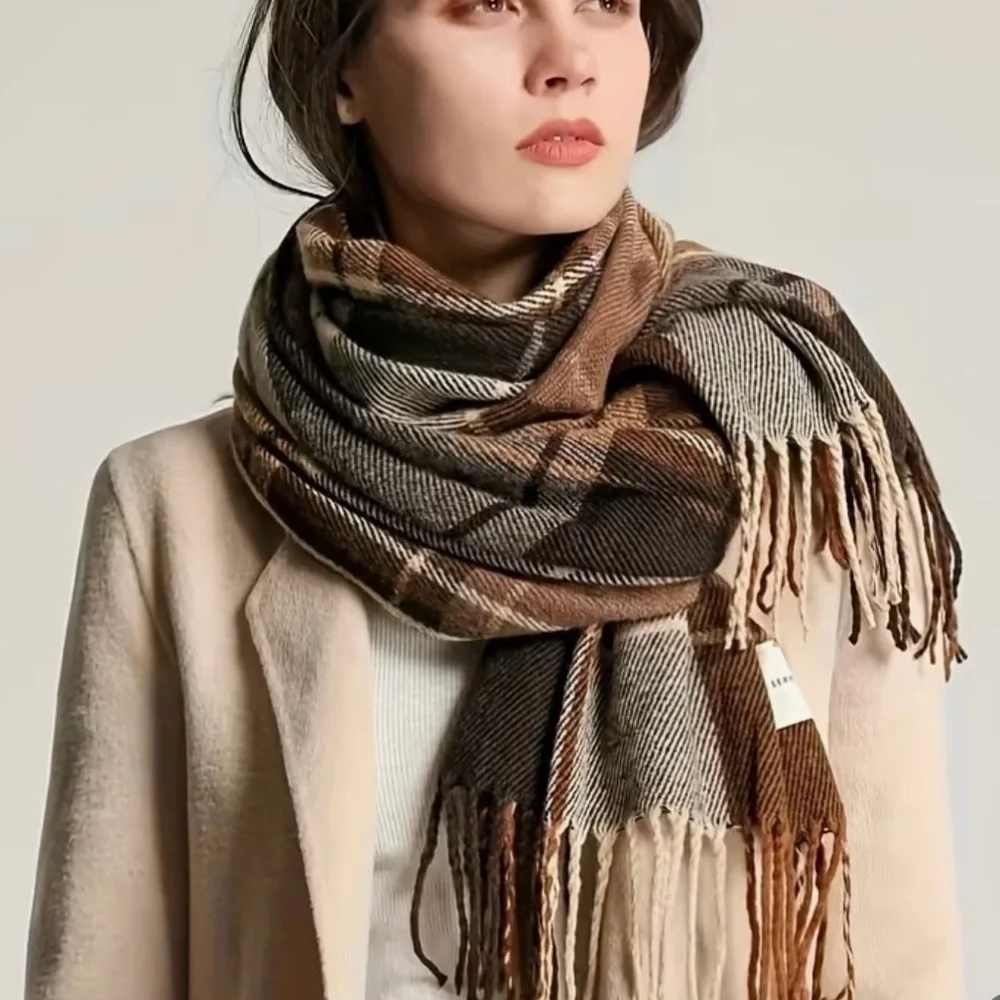 Brown Plaid Scarf